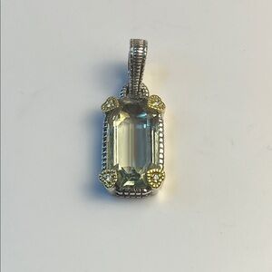 Judith Ripka JR TWO sterling silver and 18k gold and canary crystal pendant